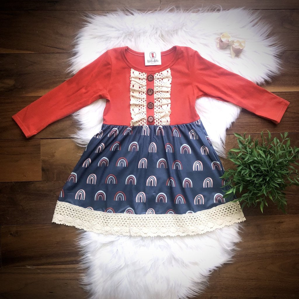 Rainbow & Lace Dress – Zessie Mae Childrens Boutique