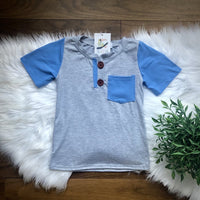 Blue & Grey Henley Shirt
