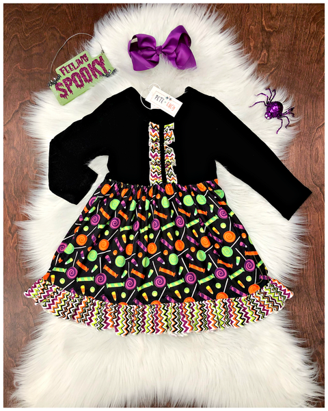 Black Long Sleeve Candy Dress