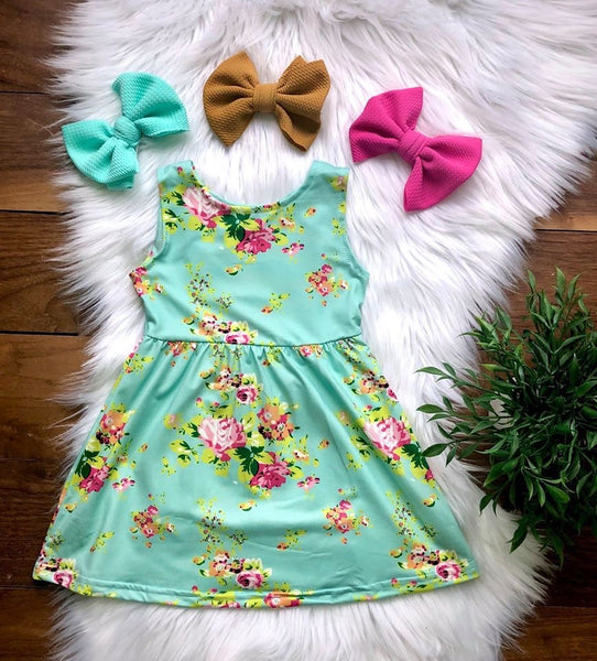 Mint Floral Tank Dress