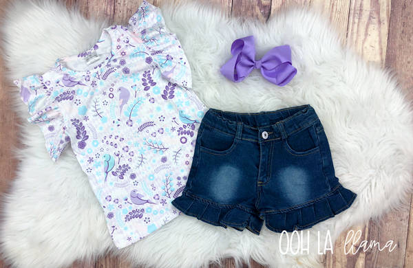 Purple Bird Short Set