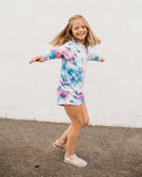 Girls Pink & Blue Tie Dye Leisure Set