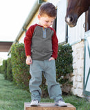 Cranberry & Gray Raglan Henley