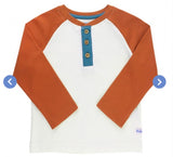 Orange Spice & Ivory Raglan Henley Tee