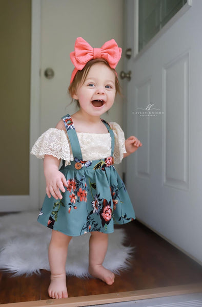Sea Moss Floral Suspender Dress