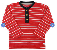 Red Stripe Long Sleeve Henley Tee