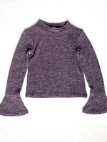 Purple Bell Sleeve Mock Turtleneck Top