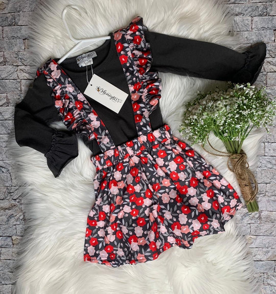 Red Floral 2 Piece Dress