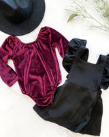 Cranberry Long Sleeve Velvet Leotard