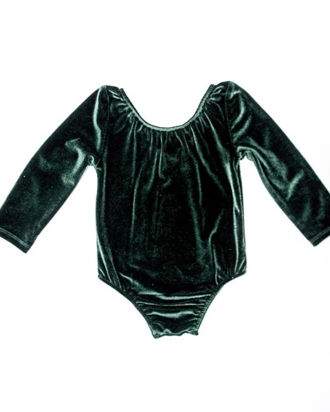 Frosted Forest Green Velvet Leotard