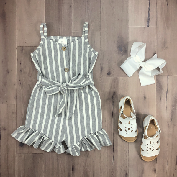 Grey Striped Romper