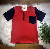 Red & Navy Henley Shirt