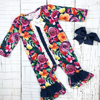 Navy Rose Romper