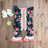 Navy Floral Lace Romper