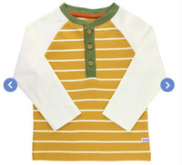 Golden Yellow Stripe Raglan Henley Tee