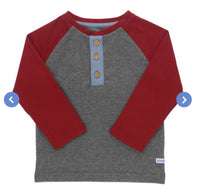 Cranberry & Gray Raglan Henley