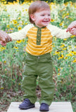 Golden Yellow Stripe Raglan Henley Bodysuit