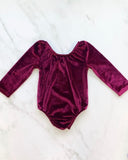 Cranberry Long Sleeve Velvet Leotard